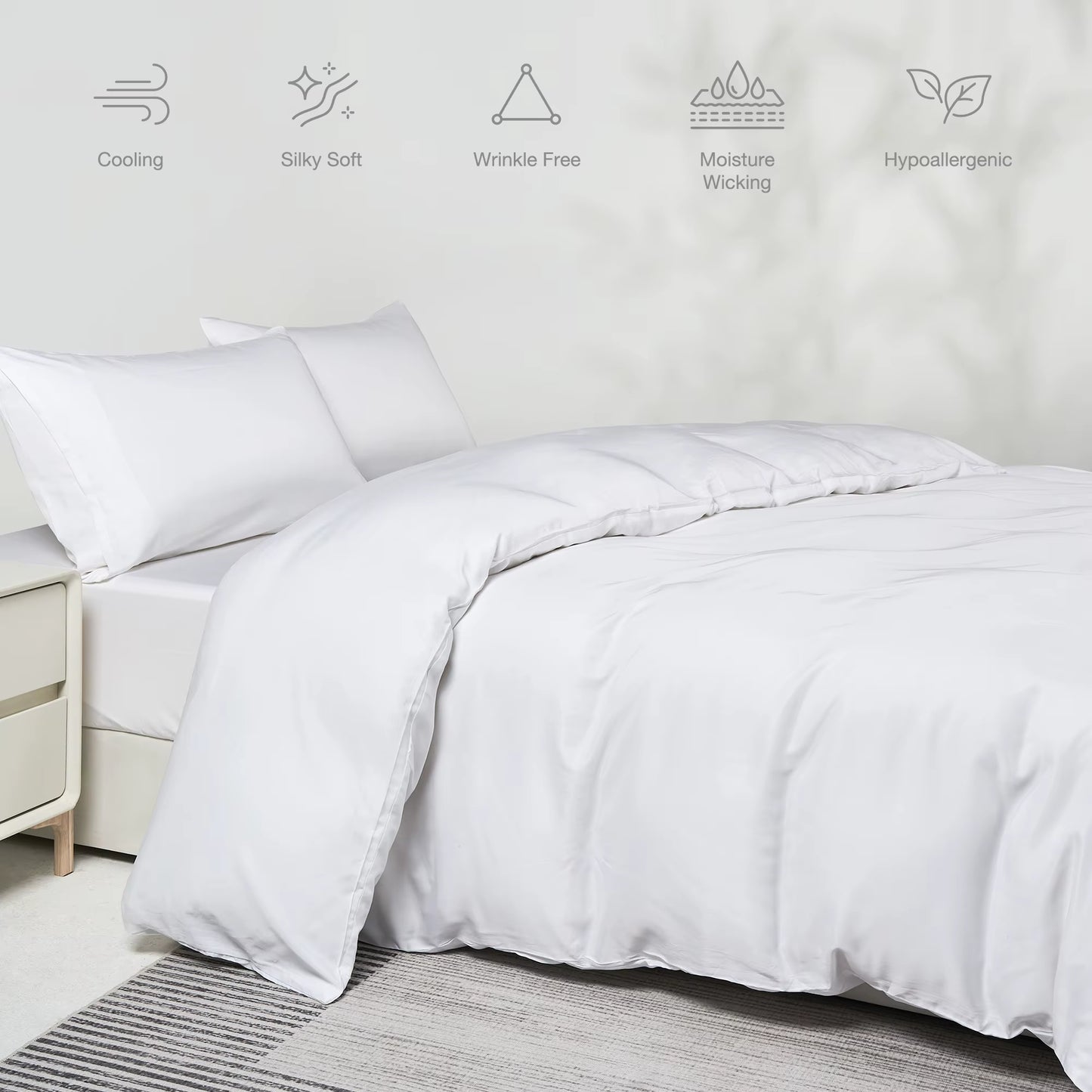Bamboo Duvet Cover Set – 100% Viscose from Bamboo, Breathable & Organic | 3-Piece Set