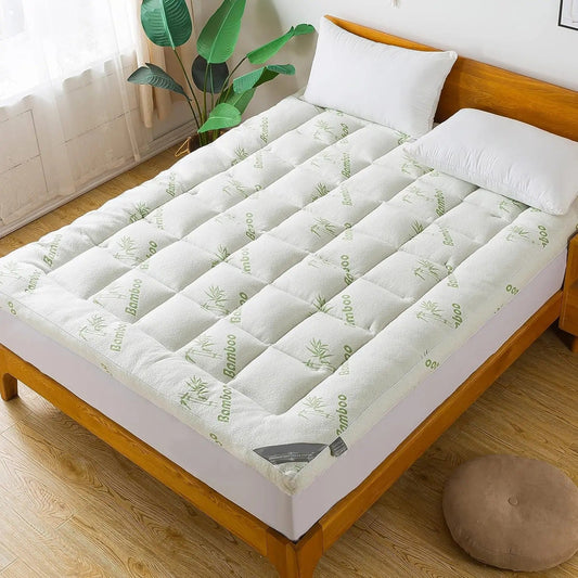 Bamboo Viscose Mattress Topper – Cooling, Breathable & Extra-Thick Bed Pad